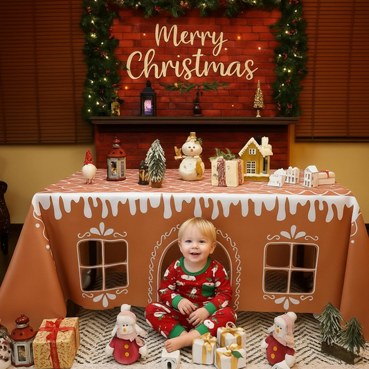 Julig pepparkakshus-bordsduk