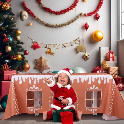 Julig pepparkakshus-bordsduk