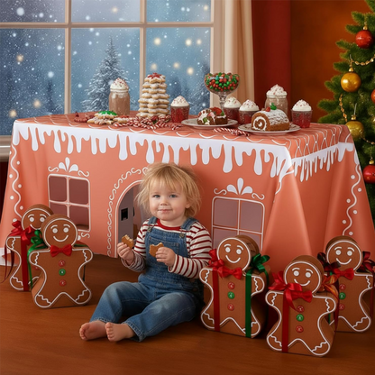 Julig pepparkakshus-bordsduk