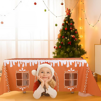 Julig pepparkakshus-bordsduk