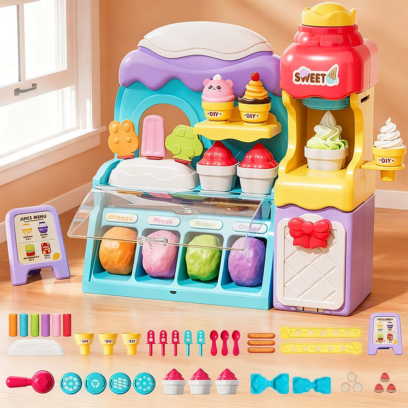 🎄Julrea 50 % rabatt🍦✨【DIY-set med glass-leksaksdeg för barn】✨ - Kreativt leksaksdegsset för barns rollspel och sensoriska färdigheter, perfekt present!🎁