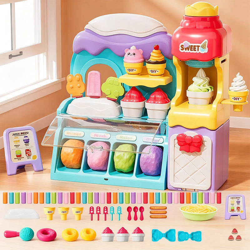 🎄Julrea 50 % rabatt🍦✨【DIY-set med glass-leksaksdeg för barn】✨ - Kreativt leksaksdegsset för barns rollspel och sensoriska färdigheter, perfekt present!🎁