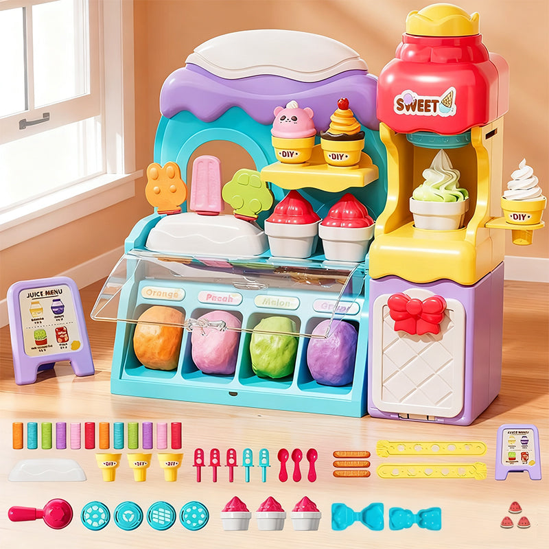 🎄Julrea 50 % rabatt🍦✨【DIY-set med glass-leksaksdeg för barn】✨ - Kreativt leksaksdegsset för barns rollspel och sensoriska färdigheter, perfekt present!🎁
