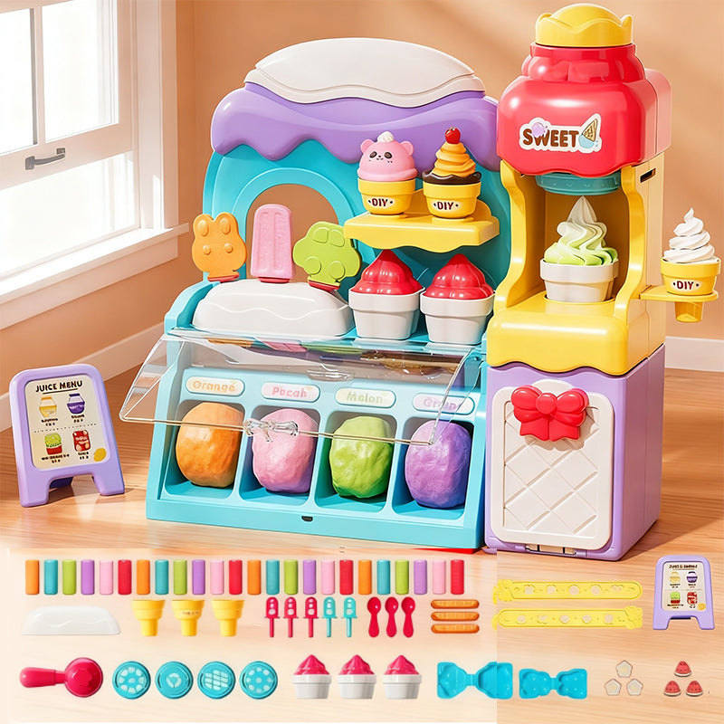🎄Julrea 50 % rabatt🍦✨【DIY-set med glass-leksaksdeg för barn】✨ - Kreativt leksaksdegsset för barns rollspel och sensoriska färdigheter, perfekt present!🎁