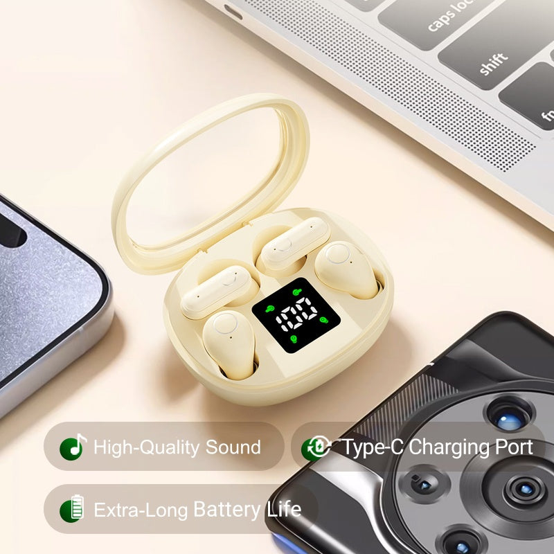 🔥SISTA DAGENS REA – 49 % RABATT🎁Trådlöst Bluetooth-headset med dubbla hörlurar och LED-laddningsfodral
