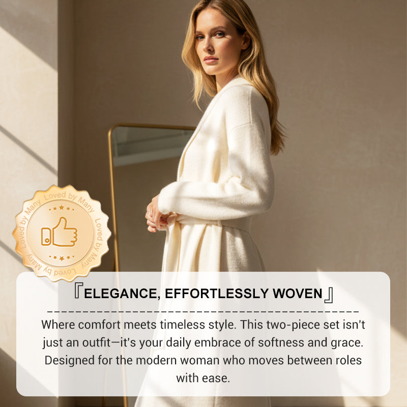 🎀 Festive Elegant 2-Piece Set – Dress + Cardigan, Elegant Details for Holiday Gatherings & Dinners!