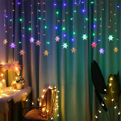 📢📢50 % RABATT !!⏰⏰LED-ljusslinga Snowflake Curtain