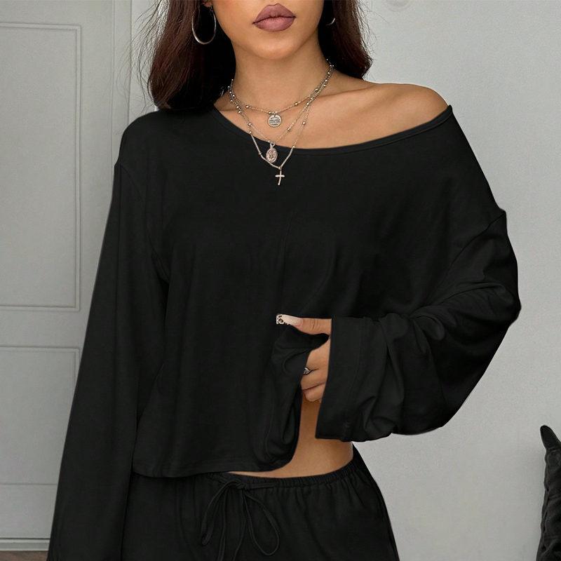 Off-shoulder-top och byxor för damer, 2-delad outfit