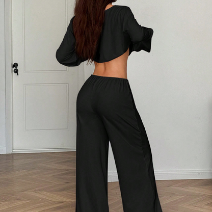 Off-shoulder-top och byxor för damer, 2-delad outfit