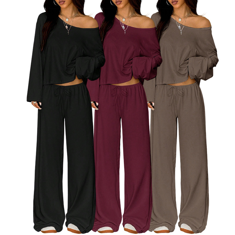 Off-shoulder-top och byxor för damer, 2-delad outfit