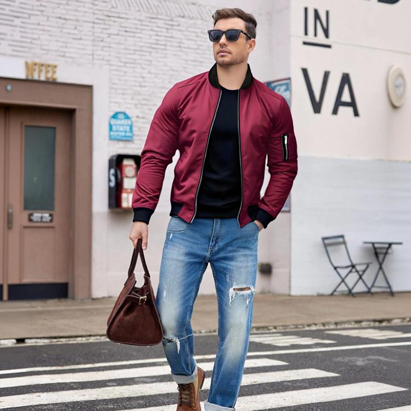 Klassisk bomberjacka med dragkedja för herr