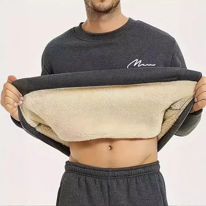 Herrtröja med termofoder och rund hals