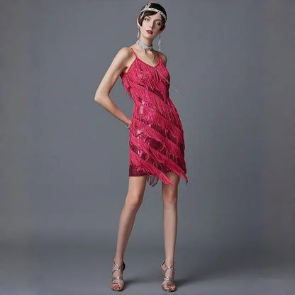 Kvinnor Hängslen Patchwork Tassel Elegant Temperament Kvällsfest Stil Klänning