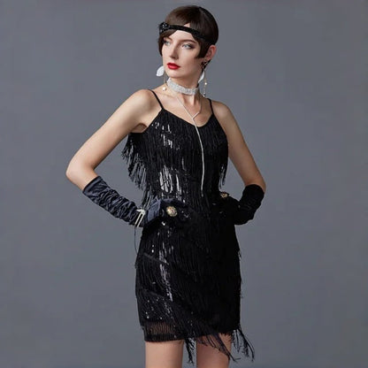 Kvinnor Hängslen Patchwork Tassel Elegant Temperament Kvällsfest Stil Klänning