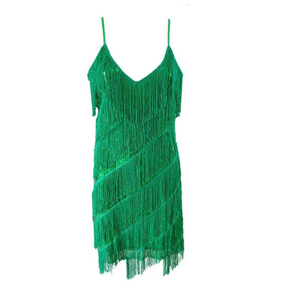 Kvinnor Hängslen Patchwork Tassel Elegant Temperament Kvällsfest Stil Klänning