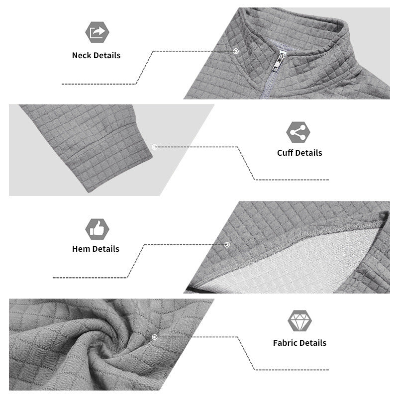 Jacquard-sweatshirt för herr med kvartslång dragkedja