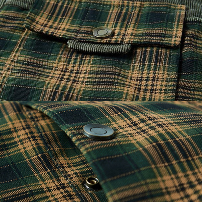 Trendig, varm rutig jacka med långa ärmar för herr