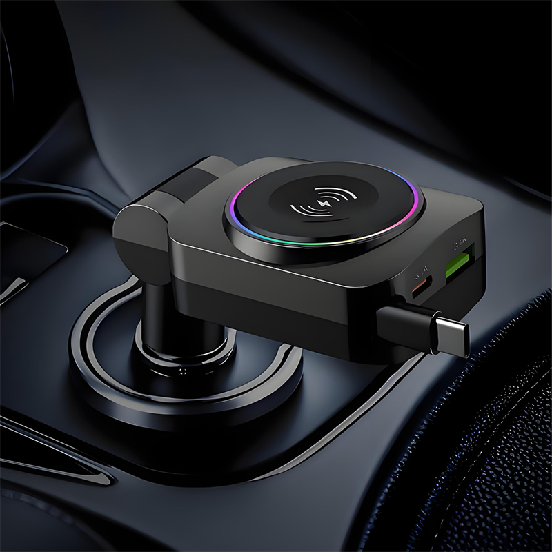 4-i-1 PD30W-laddare för bil med stämningsbelysning