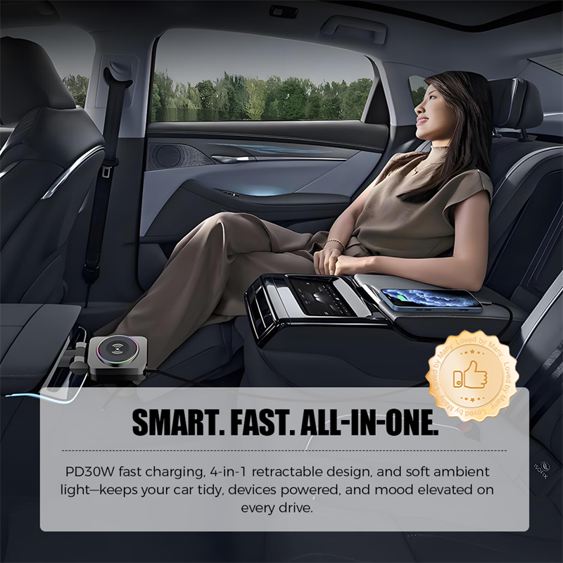 4-i-1 PD30W-laddare för bil med stämningsbelysning