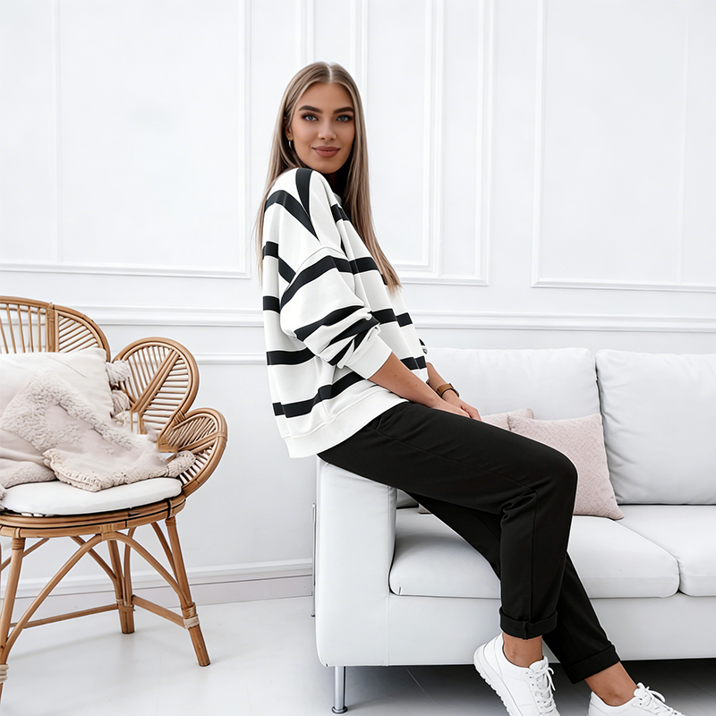 Striped 2-delad träningsoverall för damer