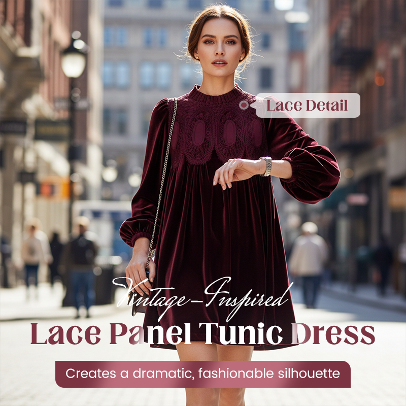 👗 Exklusiv Rea -50%! 🌸 Vintageinspirerad Spetsklänning – Perfekt för Dag & Kväll ☕ | A-Linje, Mjukt Tyg & Mångsidig ✨