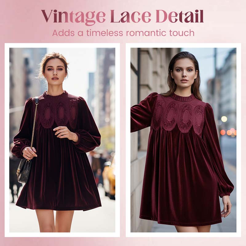 👗 Exklusiv Rea -50%! 🌸 Vintageinspirerad Spetsklänning – Perfekt för Dag & Kväll ☕ | A-Linje, Mjukt Tyg & Mångsidig ✨