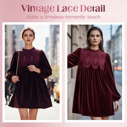 👗 Exklusiv Rea -50%! 🌸 Vintageinspirerad Spetsklänning – Perfekt för Dag & Kväll ☕ | A-Linje, Mjukt Tyg & Mångsidig ✨