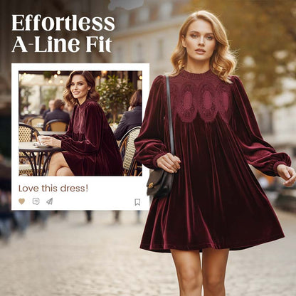 👗 Exklusiv Rea -50%! 🌸 Vintageinspirerad Spetsklänning – Perfekt för Dag & Kväll ☕ | A-Linje, Mjukt Tyg & Mångsidig ✨