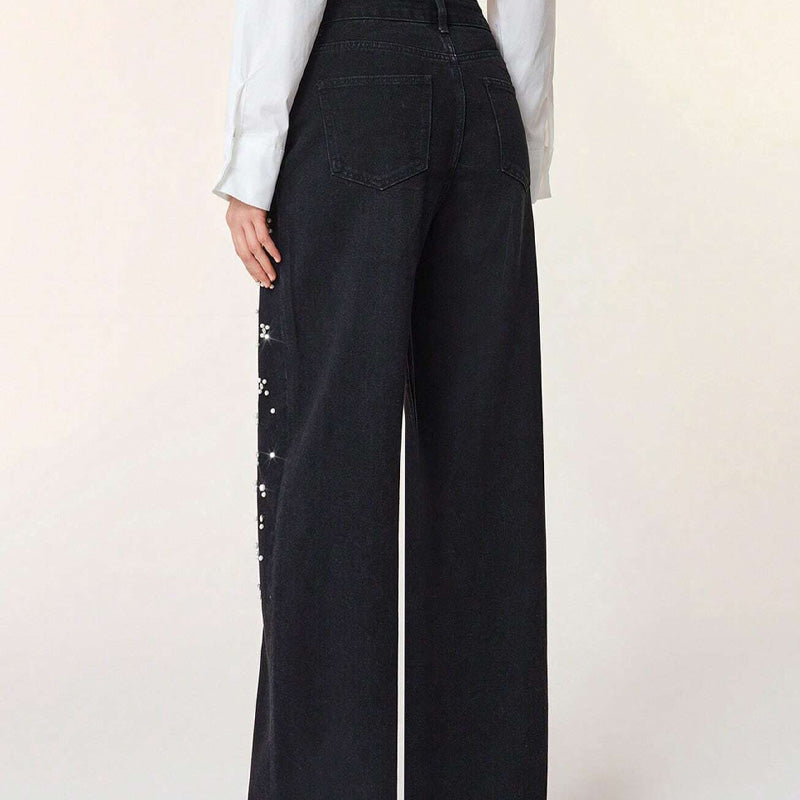 Eleganta, dekorerade jeansbyxor för kvinnor