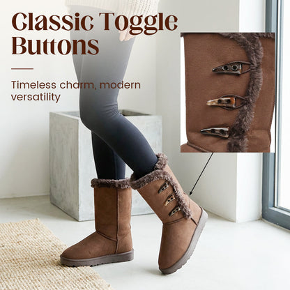 Ultravarma mellanhöga snökängor för kvinnor med fuskpälsfoder