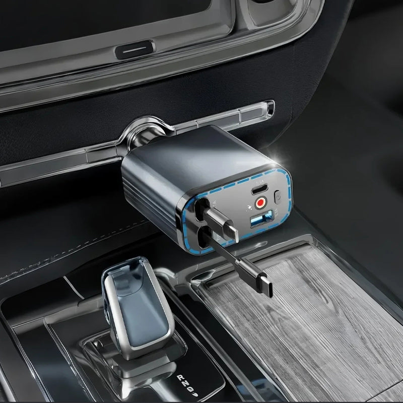 Ultrasnabb billaddare med utdragbara kablar och stjärnbelysning