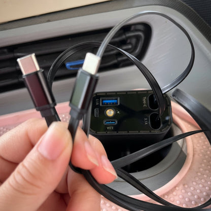 Ultrasnabb billaddare med utdragbara kablar och stjärnbelysning