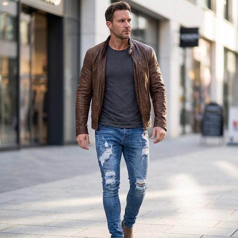 Snygga slitna skinny jeans för män