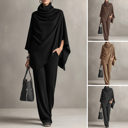👚 50% RABATT! 👖 Set med polotröja och vida byxor för dam – Mjukt tyg, avslappnad och mångsidig passform ✨