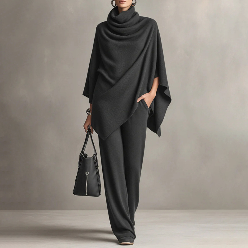 👚 50% RABATT! 👖 Set med polotröja och vida byxor för dam – Mjukt tyg, avslappnad och mångsidig passform ✨