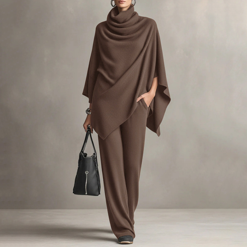 👚 50% RABATT! 👖 Set med polotröja och vida byxor för dam – Mjukt tyg, avslappnad och mångsidig passform ✨