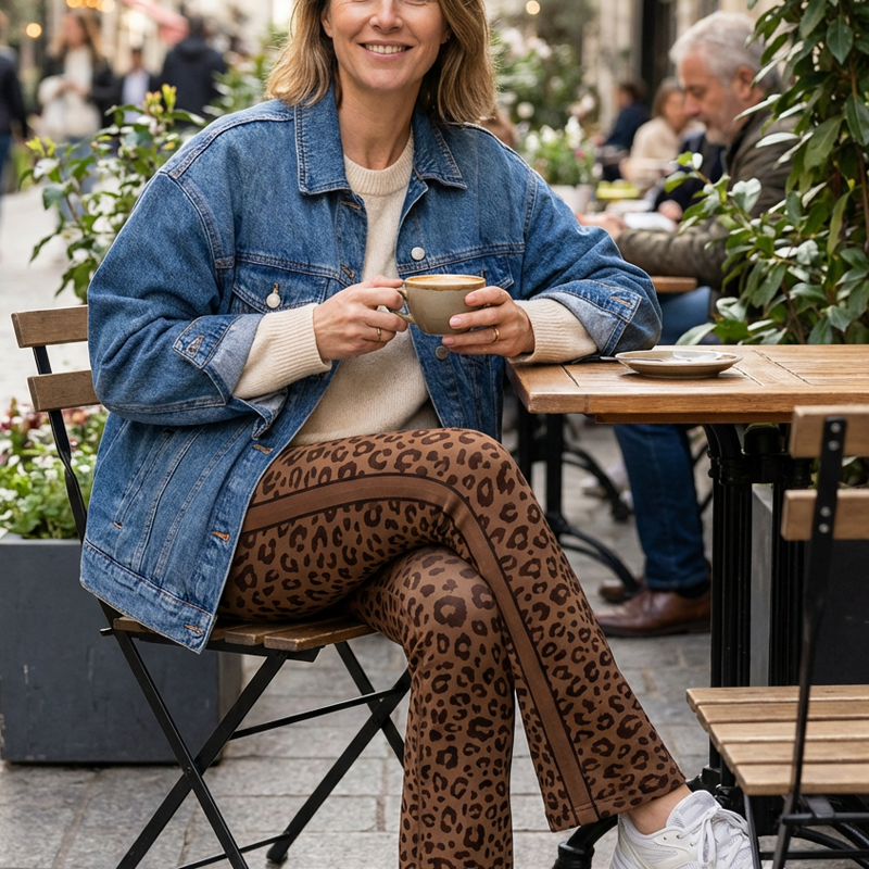 ⏳Begränsad tid – 50% rabatt⏰Damernas Leopardmönstrade Flärdade Yogabukser