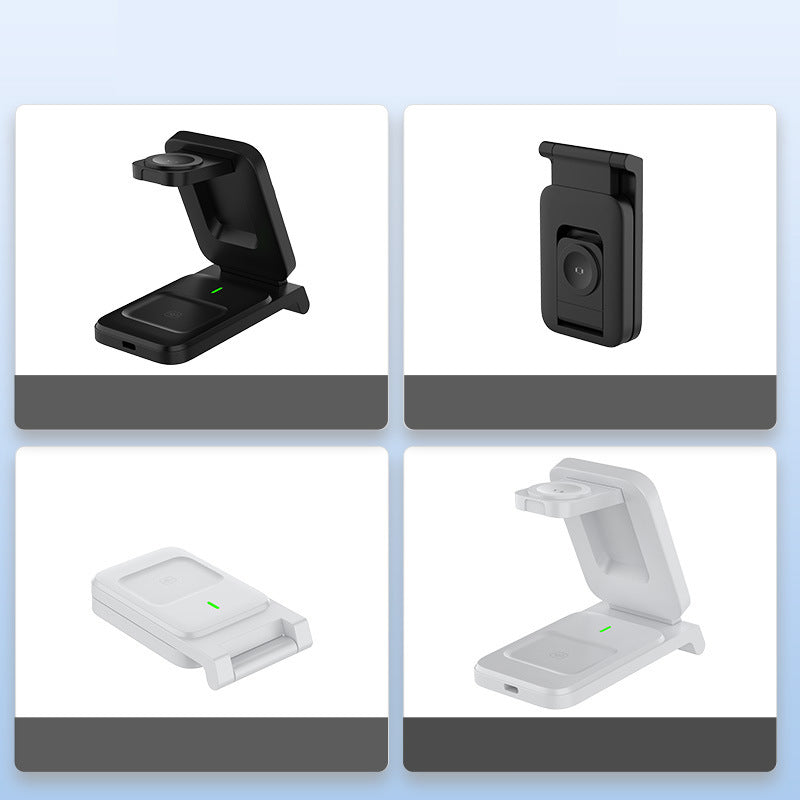 3-i-1 hopfällbar magnetisk trådlös laddare