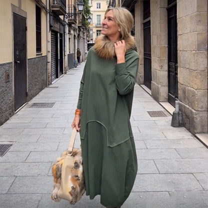 Långärmad midi-klänning i cocoon-modell för damer