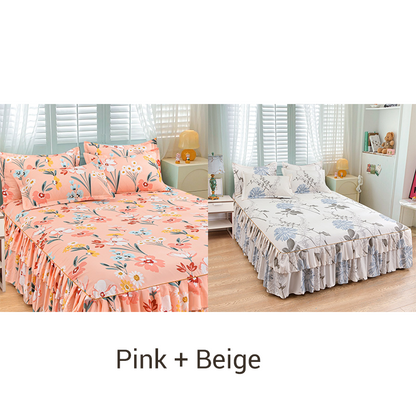 🛏️ 50% RABATT! 🎀 3-delat Volangsängkjol – Elegant Design, Fullständigt Skydd & Universell Passform 🛌
