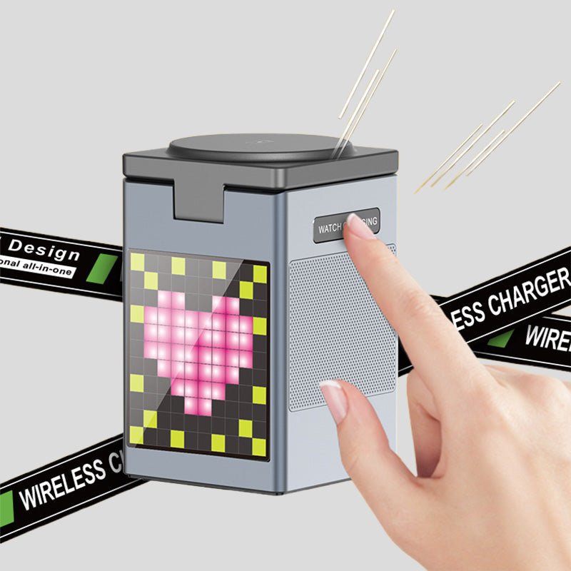 📢📢50 % RABATT !! ⏰Multifunktionell laddningsstation med inbyggd Bluetooth-högtalare och klocka