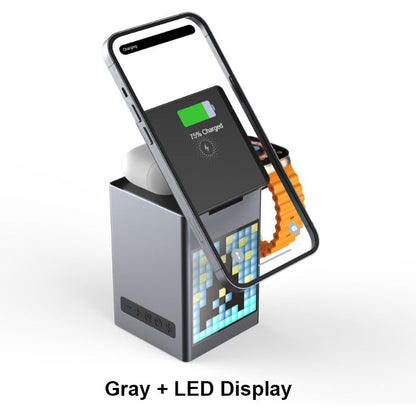 📢📢50 % RABATT !! ⏰Multifunktionell laddningsstation med inbyggd Bluetooth-högtalare och klocka