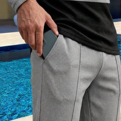 🔥Tvådelat set med huvtröja och byxor för herr, med snygg färgblockdesign och bekväm huvtröja👖