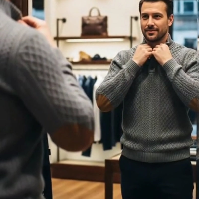 Herrstrukna Jacquardkragade Tröjor