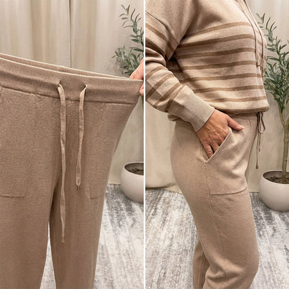 Casual randig topp och ankelånga byxor i set