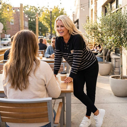 Casual randig topp och ankelånga byxor i set