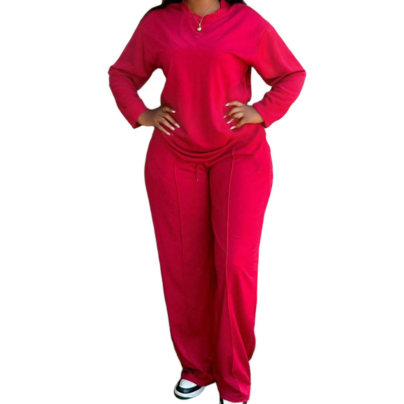 👚 60% RABATT! 👖 Damset Långärmad Top & Vida Byxor – Mjukt Tyg, Avslappnad Passform & Koordinerat Uppseende ✨