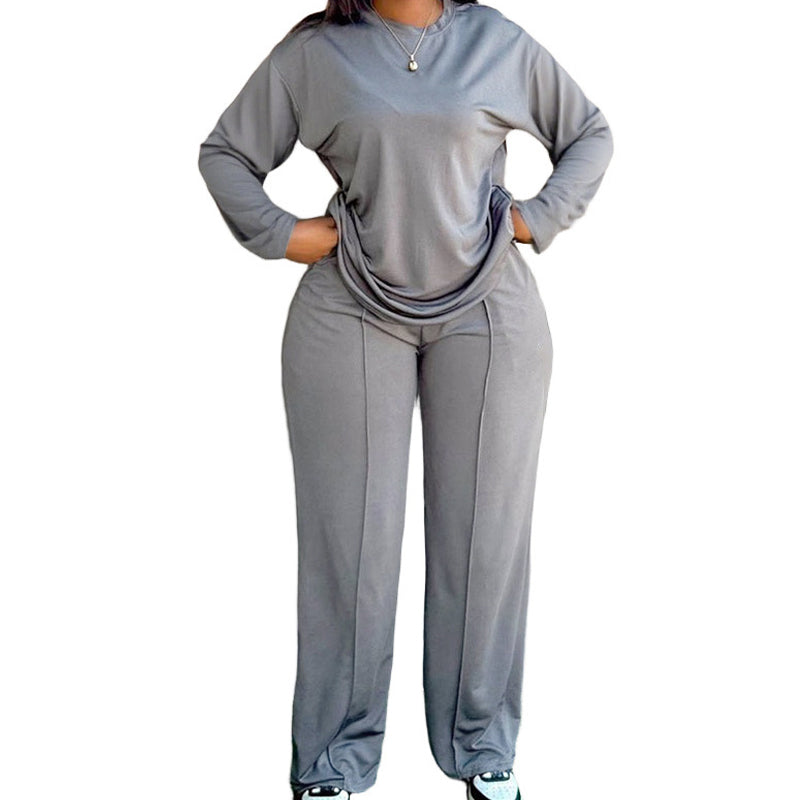 👚 60% RABATT! 👖 Damset Långärmad Top & Vida Byxor – Mjukt Tyg, Avslappnad Passform & Koordinerat Uppseende ✨