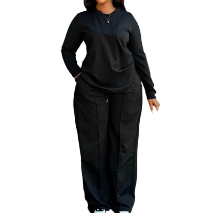 👚 60% RABATT! 👖 Damset Långärmad Top & Vida Byxor – Mjukt Tyg, Avslappnad Passform & Koordinerat Uppseende ✨
