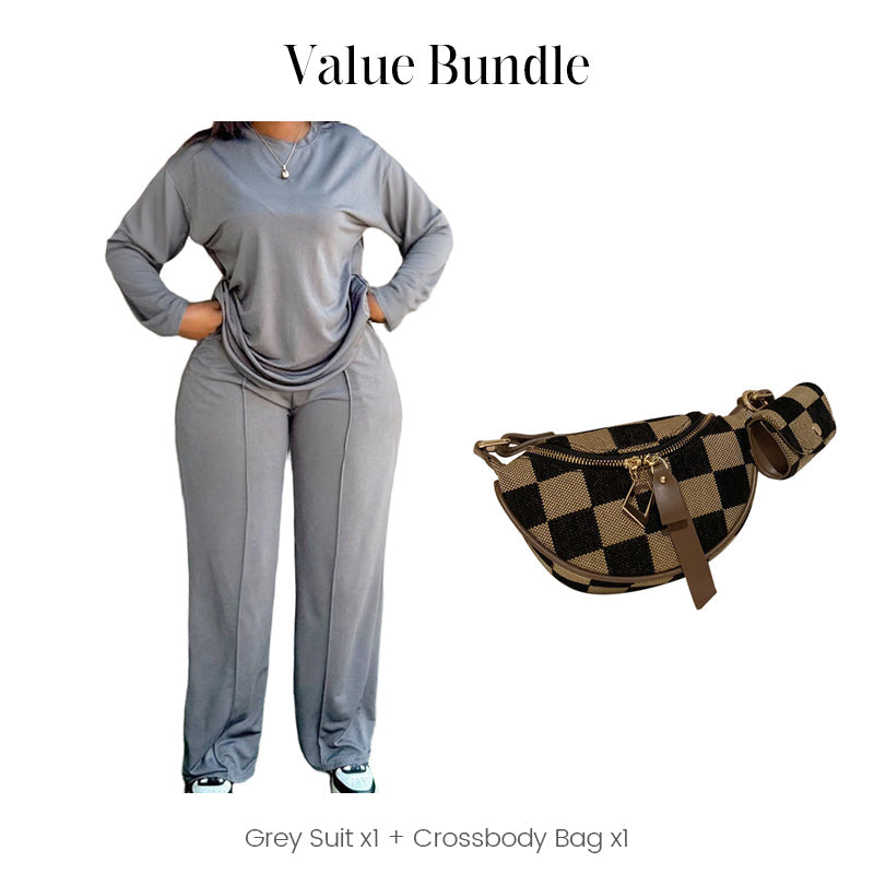 👚 60% RABATT! 👖 Damset Långärmad Top & Vida Byxor – Mjukt Tyg, Avslappnad Passform & Koordinerat Uppseende ✨